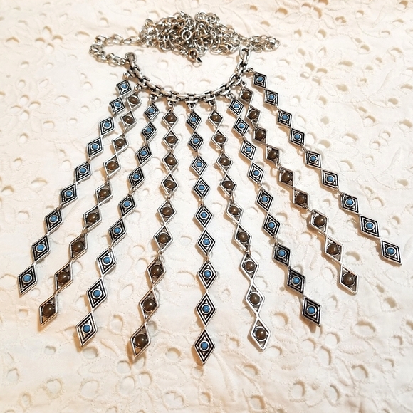 NEW Premier Designs Bohemian Reversible Turquoise Silver Necklace - Picture 3 of 9